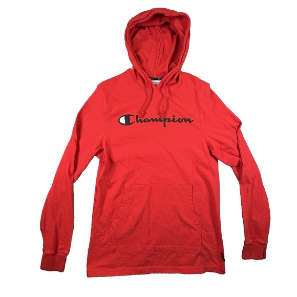 Champion Other - Champion Men's M Mid Weight T-Shirt Hoodie LS Red Cotton SEE DESCRIPTION